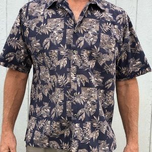 Vintage Tropical Hawaiian Shirt Palm Fronds Island Unisex - Cooke St Lrg
